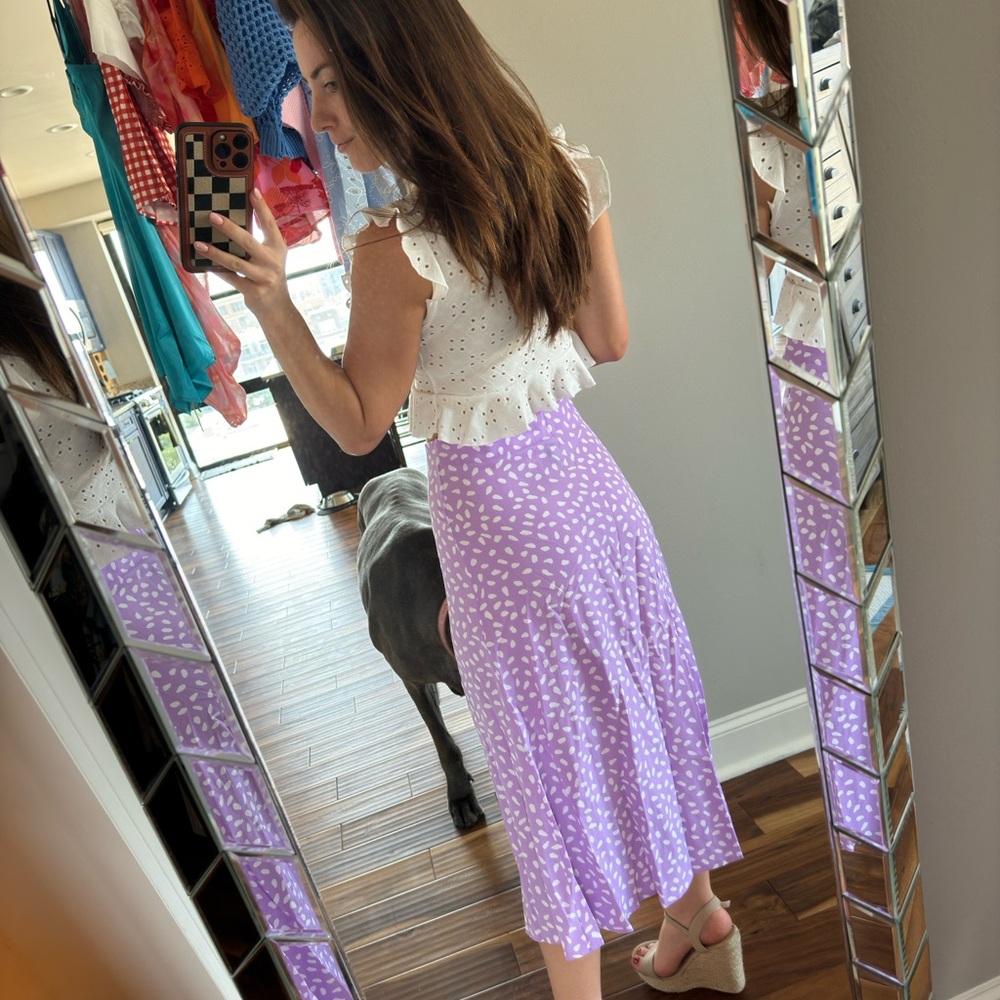 Purple Wrap Midi Skirt with Slit for Resort Wear - Picture 3 of 4